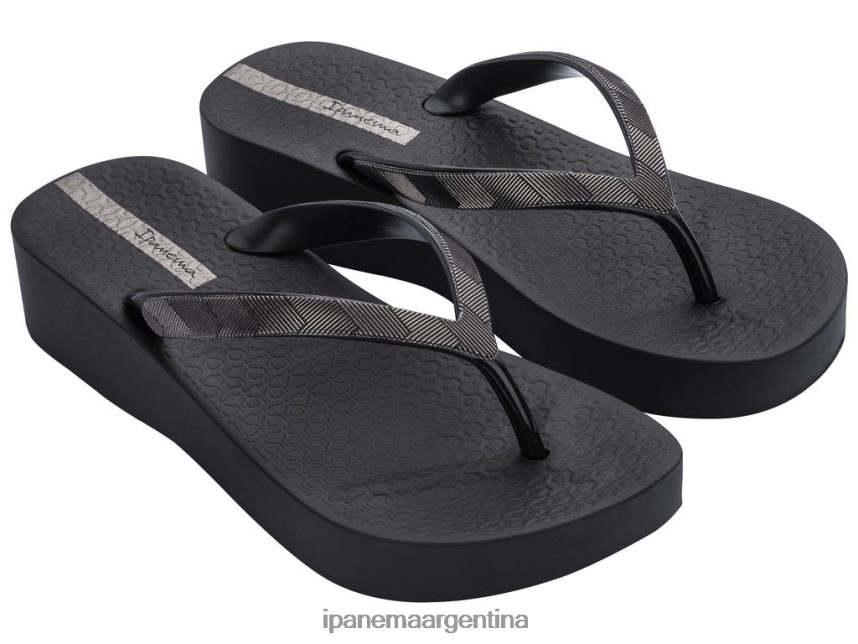 mujer negro Ipanema cuña de malla tex calzado 082D62203