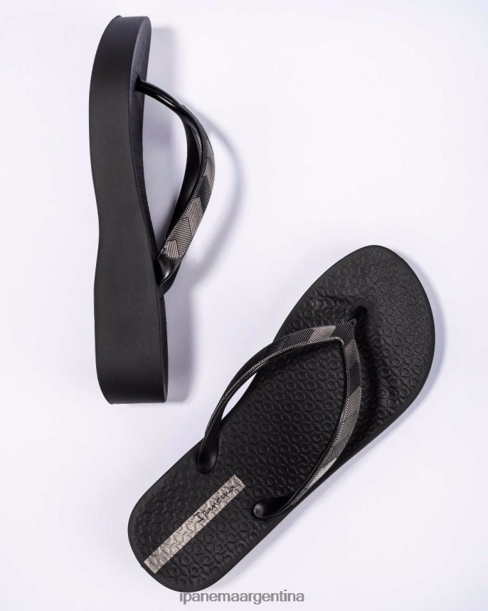 mujer negro Ipanema cuña de malla tex calzado 082D62203