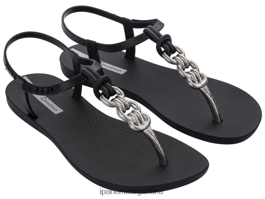 mujer negro Ipanema enlaces de sandalias con dijes calzado 082D62163