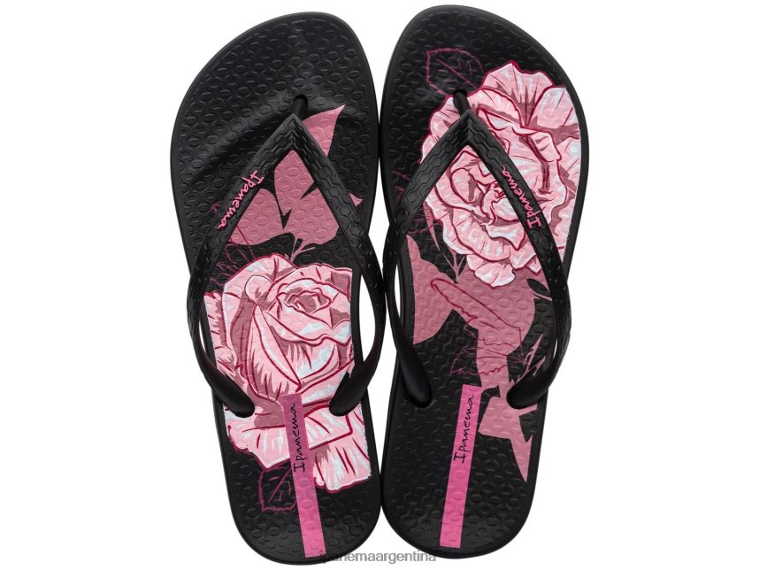 mujer negro Ipanema flor anatómica calzado 082D6228