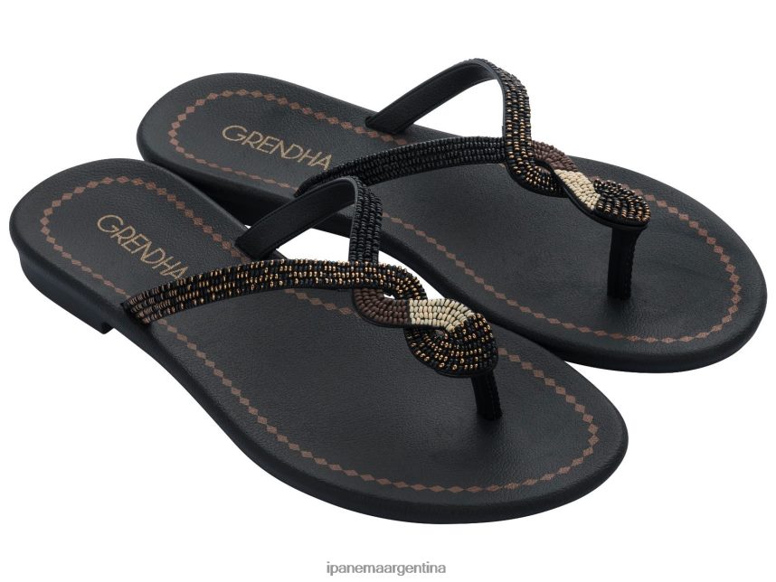 mujer negro Ipanema tanga torcida calzado 082D62276