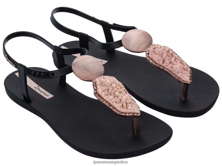 mujer rosa negra Ipanema elegante sandalia cristal calzado 082D62167